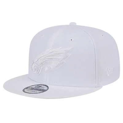Casquette Snapback 9FIFTY Main Blanc sur Blanc des Eagles de Philadelphie New Era pour hommes