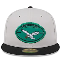 Men's New Era Stone/Black Philadelphia Eagles 2024 Sideline Historic 59FIFTY Fitted Hat
