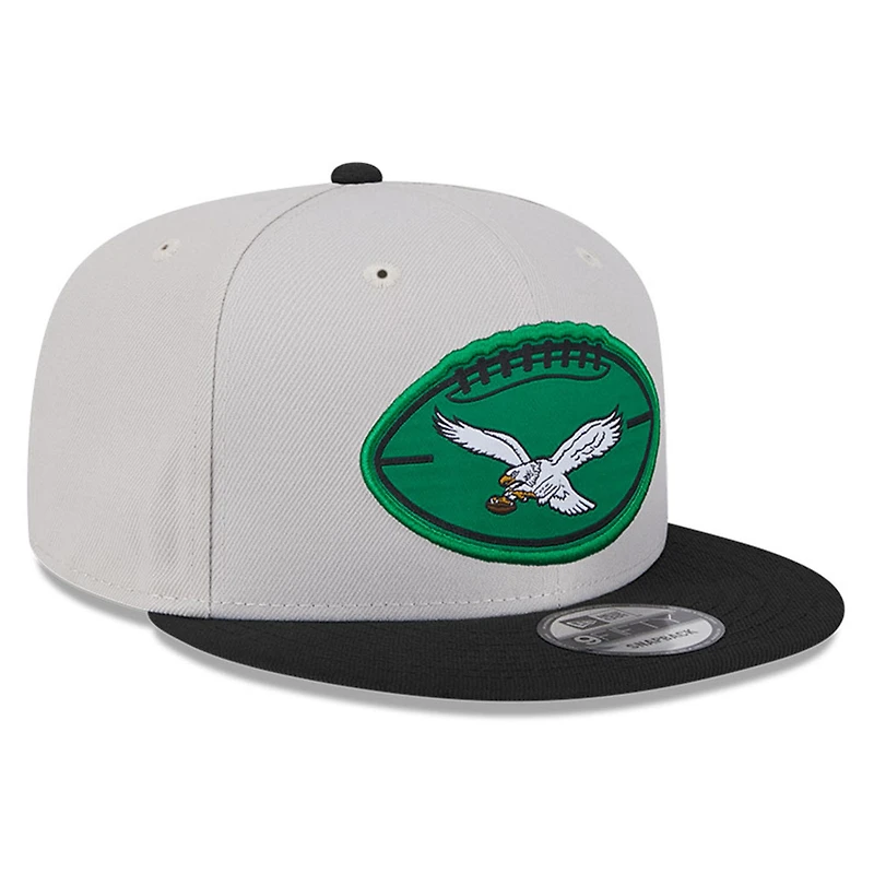 Casquette Snapback 9FIFTY Sideline Historic 2024 Philadelphia Eagles New Era Stone/Black pour homme