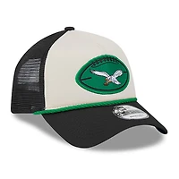 Casquette ajustable A-Frame 9FORTY Sideline Historic Trucker 2024 pour homme New Era Stone/Black Philadelphia Eagles