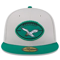 Men's New Era Stone/Kelly Green Philadelphia Eagles 2024 Sideline Historic 59FIFTY Fitted Hat