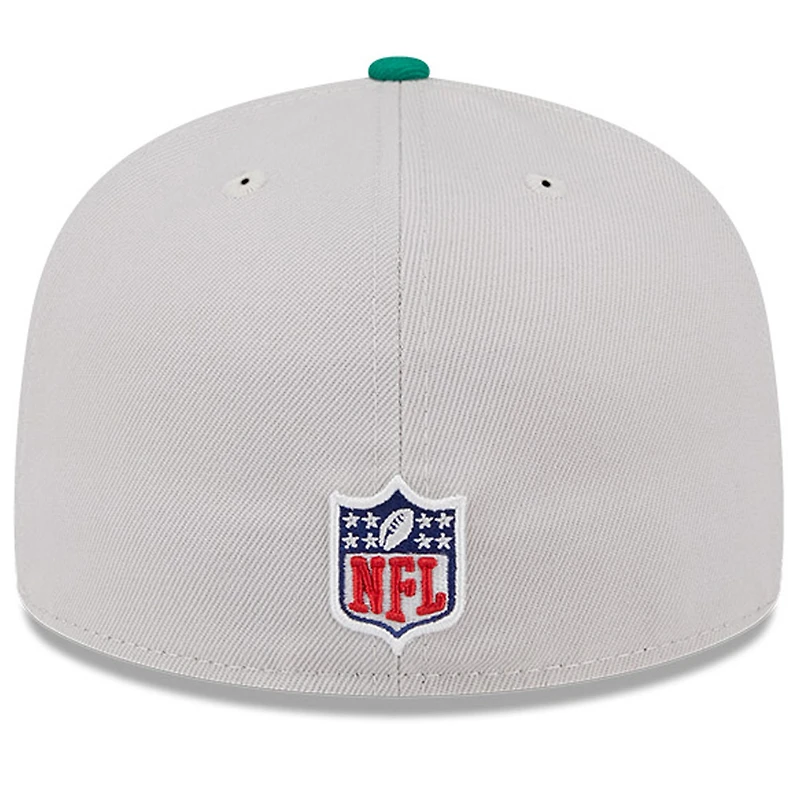 Casquette ajustée 59FIFTY pour homme New Era Stone/Kelly Green Philadelphia Eagles 2024 Sideline Historic