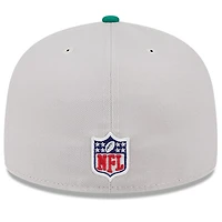 Casquette ajustée 59FIFTY pour homme New Era Stone/Kelly Green Philadelphia Eagles 2024 Sideline Historic