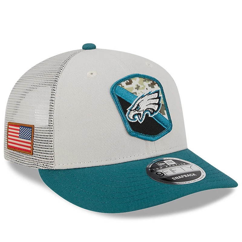 Men's New Era Stone/Midnight Green Philadelphia Eagles 2023 Salute To Service Low Profile 59FIFTY Fitted Hat