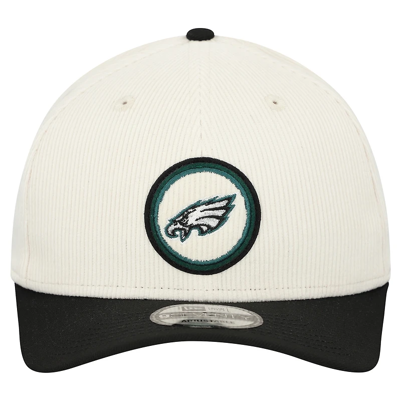 Men's New Era  Stone Philadelphia Eagles  Loyal Corduroy 9SEVENTY Adjustable Hat