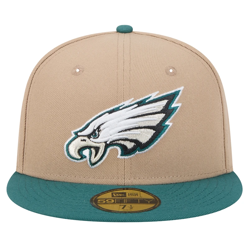 Men's New Era Tan Philadelphia Eagles  Logo Main 59FIFTY Fitted Hat