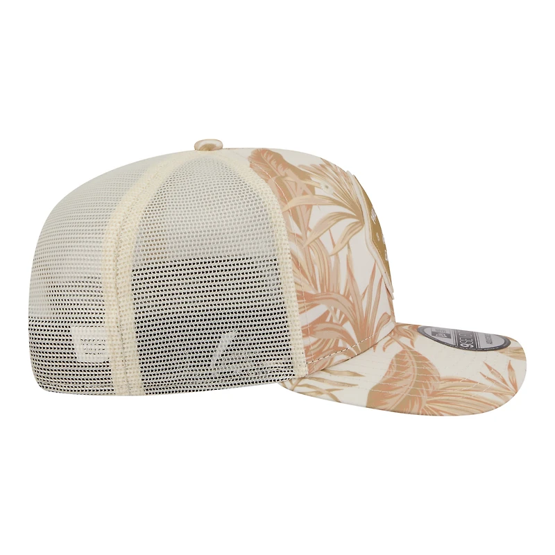 Casquette trucker ajustable New Era pour homme, coloris beige Philadelphia Eagles, motif palmier ton sur ton COOLERA 9SEVENTY