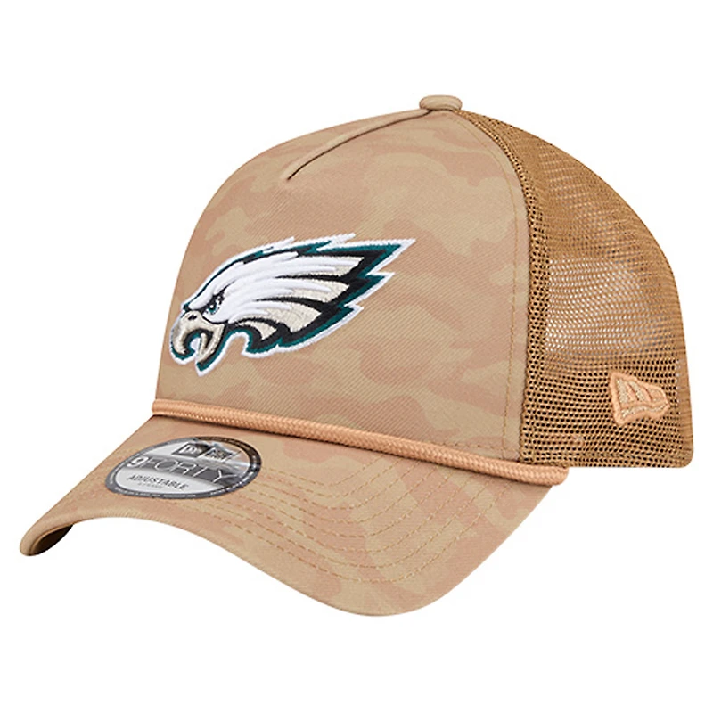 Men's New Era  Tan Philadelphia Eagles Wheat Camo 9FORTY Adjustable Hat