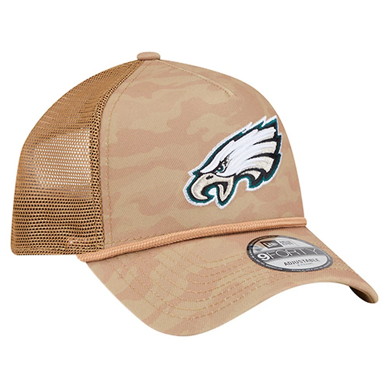 Casquette ajustable 9FORTY pour homme New Era, motif camouflage blé des Philadelphia Eagles, couleur tan