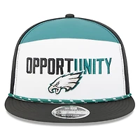 Casquette snapback New Era blanche et noire Philadelphia Eagles 2025 Inspire Change pour homme