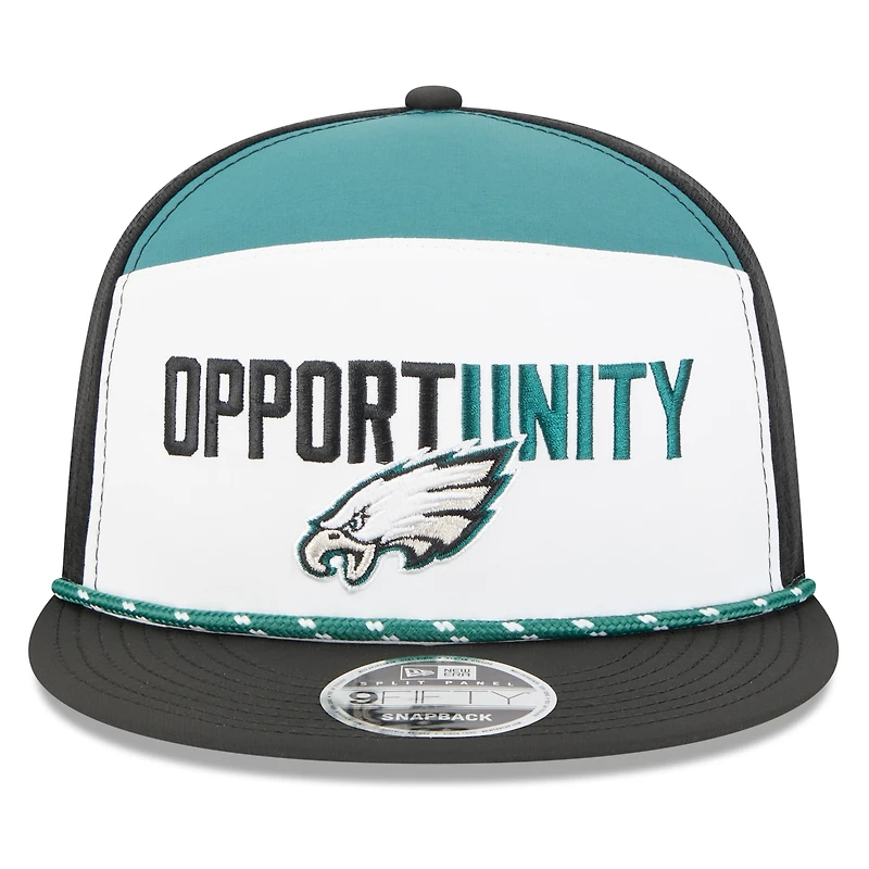Casquette snapback New Era blanche et noire Philadelphia Eagles 2025 Inspire Change pour homme