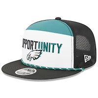 Men's New Era White/Black Philadelphia Eagles 2025 Inspire Change Split Panel 9FIFTY Snapback Hat