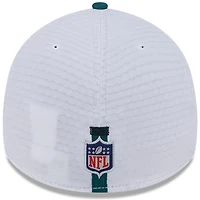 Men's New Era White/Midnight Green Philadelphia Eagles 2024 NFL Training Camp 39THIRTY Flex Hat