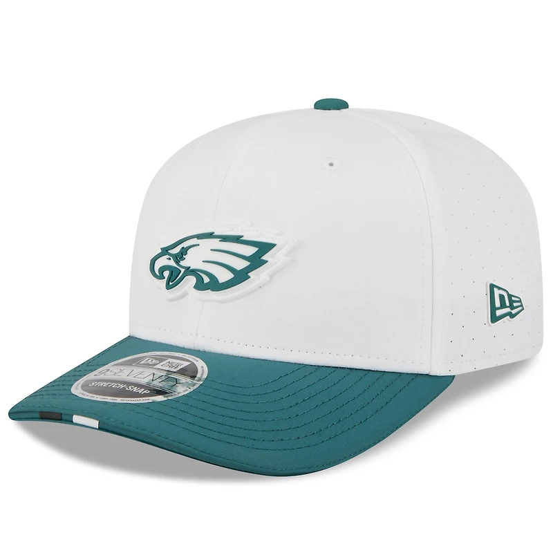 Men's New Era  White/Midnight Green Philadelphia Eagles 2025 NFL Training Camp 9SEVENTY Adjustable Hat