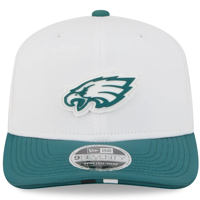 Men's New Era  White/Midnight Green Philadelphia Eagles 2025 NFL Training Camp 9SEVENTY Adjustable Hat