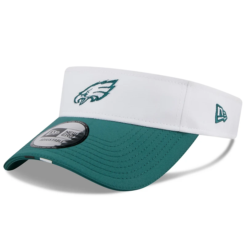 Visière ajustable New Era pour homme, blanc/vert minuit, Philadelphia Eagles 2025 NFL Training Camp