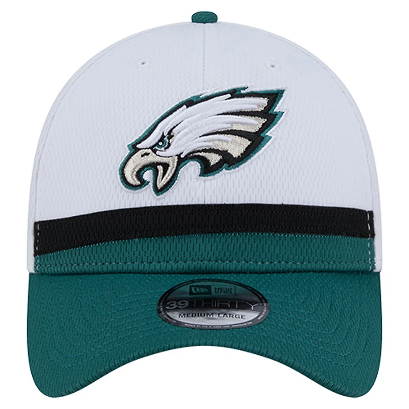Casquette 39THIRTY Flex New Era blanche/verte nuit pour homme des Philadelphia Eagles Dashmark Rays