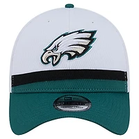 Casquette 39THIRTY Flex New Era blanche/verte nuit pour homme des Philadelphia Eagles Dashmark Rays