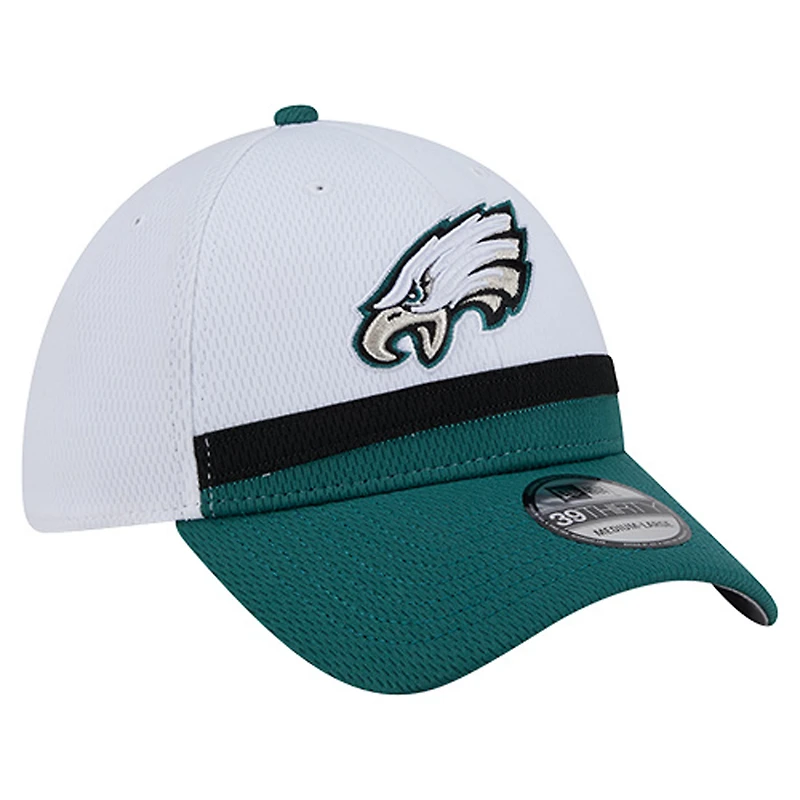 Casquette 39THIRTY Flex New Era blanche/verte nuit pour homme des Philadelphia Eagles Dashmark Rays
