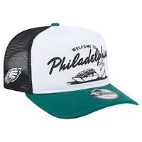 Men's New Era White/Midnight Green Philadelphia Eagles Foodie 9FIFTY A-Frame Trucker Snapback Hat