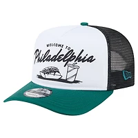 Men's New Era White/Midnight Green Philadelphia Eagles Foodie 9FIFTY A-Frame Trucker Snapback Hat