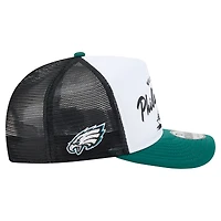Men's New Era White/Midnight Green Philadelphia Eagles Foodie 9FIFTY A-Frame Trucker Snapback Hat