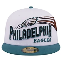 Men's New Era White/Midnight Green Philadelphia Eagles Retro Swoop 59FIFTY Fitted Hat