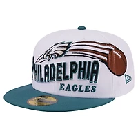 Men's New Era White/Midnight Green Philadelphia Eagles Retro Swoop 59FIFTY Fitted Hat