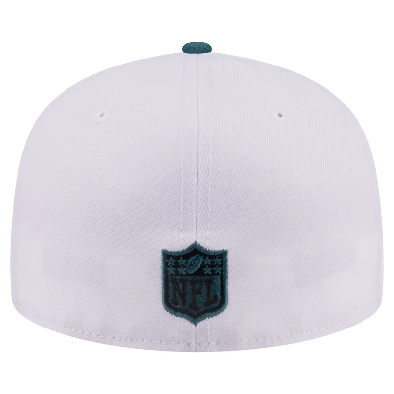 Men's New Era White/Midnight Green Philadelphia Eagles Retro Swoop 59FIFTY Fitted Hat