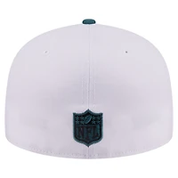 Men's New Era White/Midnight Green Philadelphia Eagles Retro Swoop 59FIFTY Fitted Hat