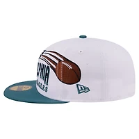 Men's New Era White/Midnight Green Philadelphia Eagles Retro Swoop 59FIFTY Fitted Hat