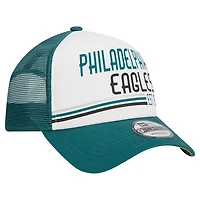 Casquette ajustable 9FORTY Stacked A-Frame Trucker 9FORTY des Philadelphia Eagles New Era pour hommes, blanc/vert minuit