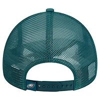 Casquette ajustable 9FORTY Stacked A-Frame Trucker 9FORTY des Philadelphia Eagles New Era pour hommes, blanc/vert minuit