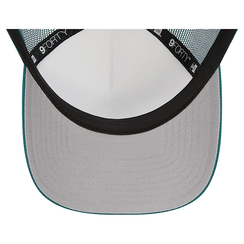 Casquette ajustable 9FORTY Stacked A-Frame Trucker 9FORTY des Philadelphia Eagles New Era pour hommes, blanc/vert minuit
