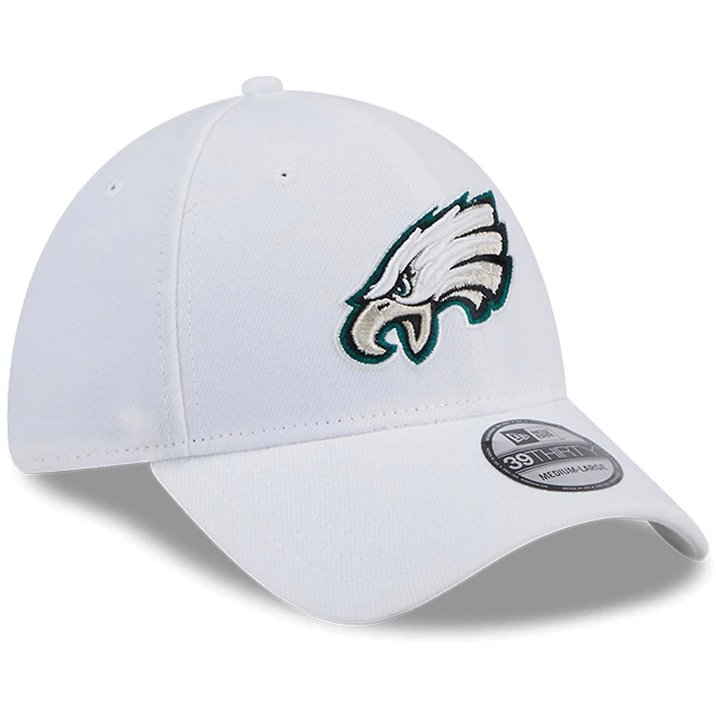 Casquette flexible principale 39THIRTY des Eagles de Philadelphie New Era pour hommes, blanche