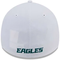 Casquette flexible principale 39THIRTY des Eagles de Philadelphie New Era pour hommes, blanche
