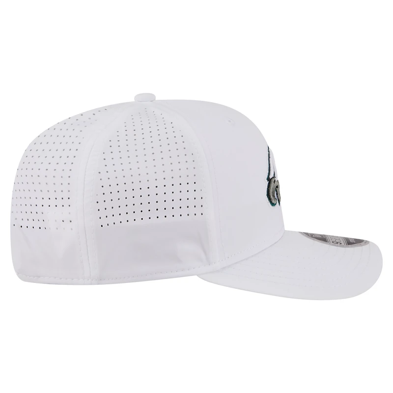 Casquette ajustable New Era blanche Philadelphia Eagles pour homme, modèle 9SEVENTY, avec plaque nominative.