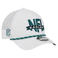 Casquette camionneur ajustable New Era blanche Philadelphia Eagles NFL 9FORTY A-Frame M-Crown pour homme
