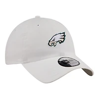 Casquette New Era blanche Philadelphia Eagles pour homme, modèle classique décontracté et ajustable en tissu ripstop.