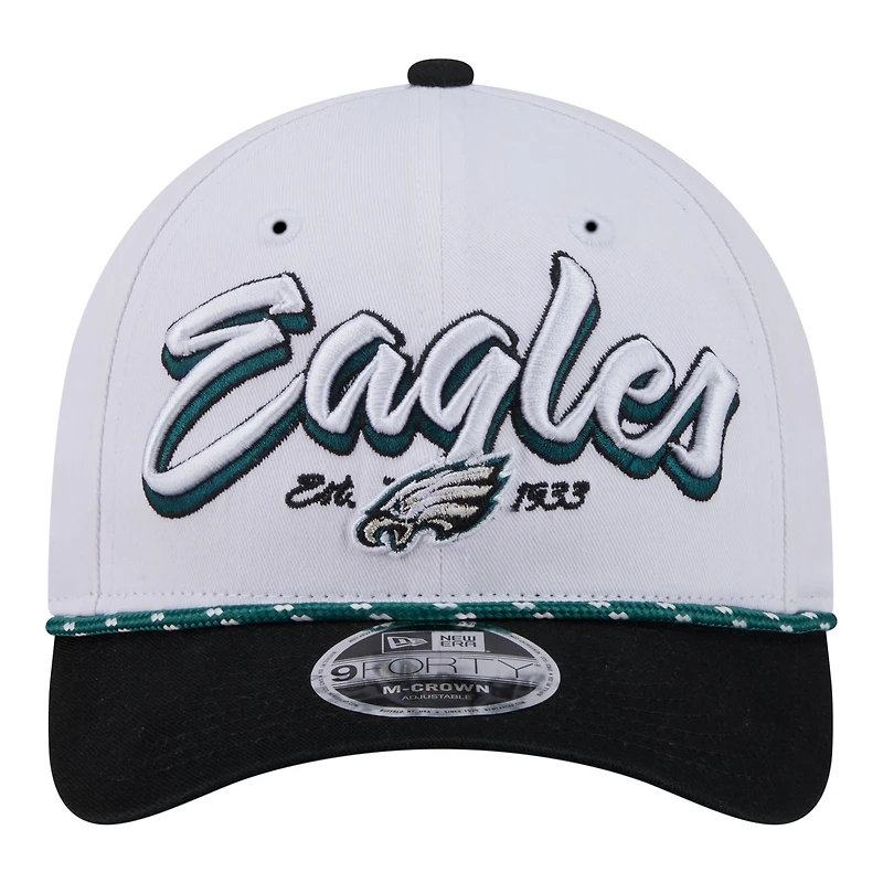 Men's New Era  White Philadelphia Eagles Team Loyal A-Frame 9FORTY Adjustable Hat