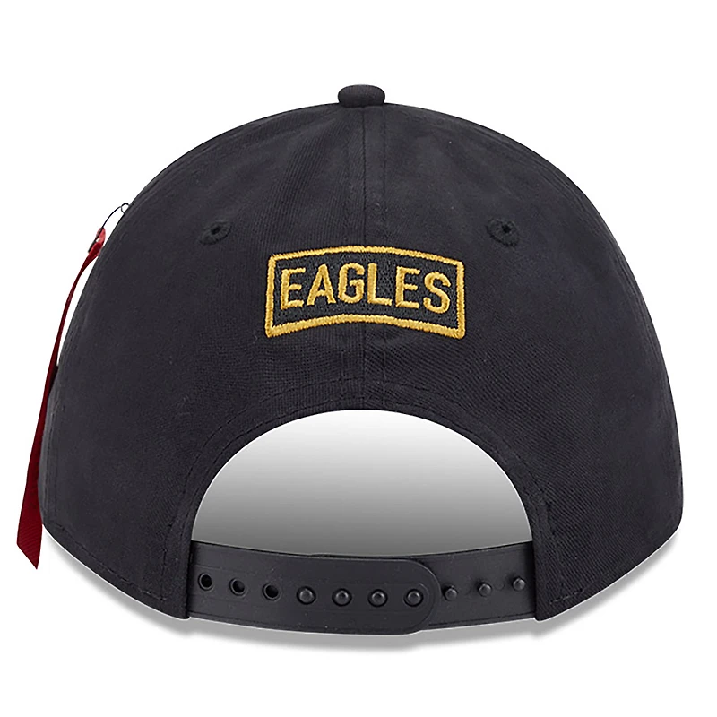 Men's New Era x Alpha Industries  Black Philadelphia Eagles A-Frame 9FORTY Adjustable Hat