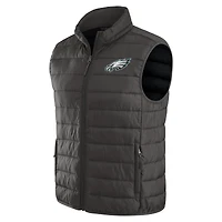 Gilet zippé pliable pour homme de la collection NFL x Darius Rucker par Fanatics, gris, des Philadelphia Eagles, avec sac voyage