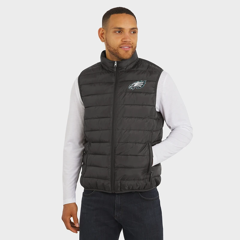 Men's NFL x Darius Rucker Collection by Fanatics Gray Philadelphia Eagles Packable Full-Zip Vest with Travel Bag