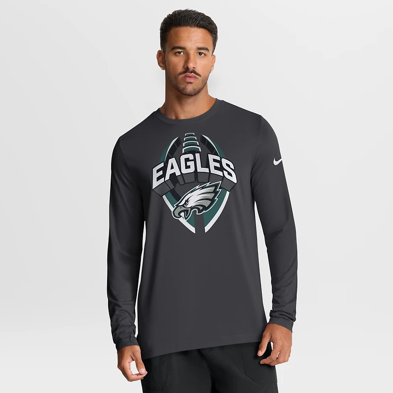 Men's Nike Anthracite Philadelphia Eagles Primetime Legend Icon Performance Long Sleeve T-Shirt