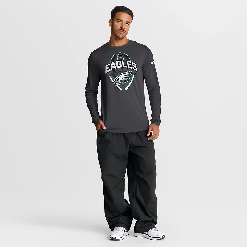 Men's Nike Anthracite Philadelphia Eagles Primetime Legend Icon Performance Long Sleeve T-Shirt