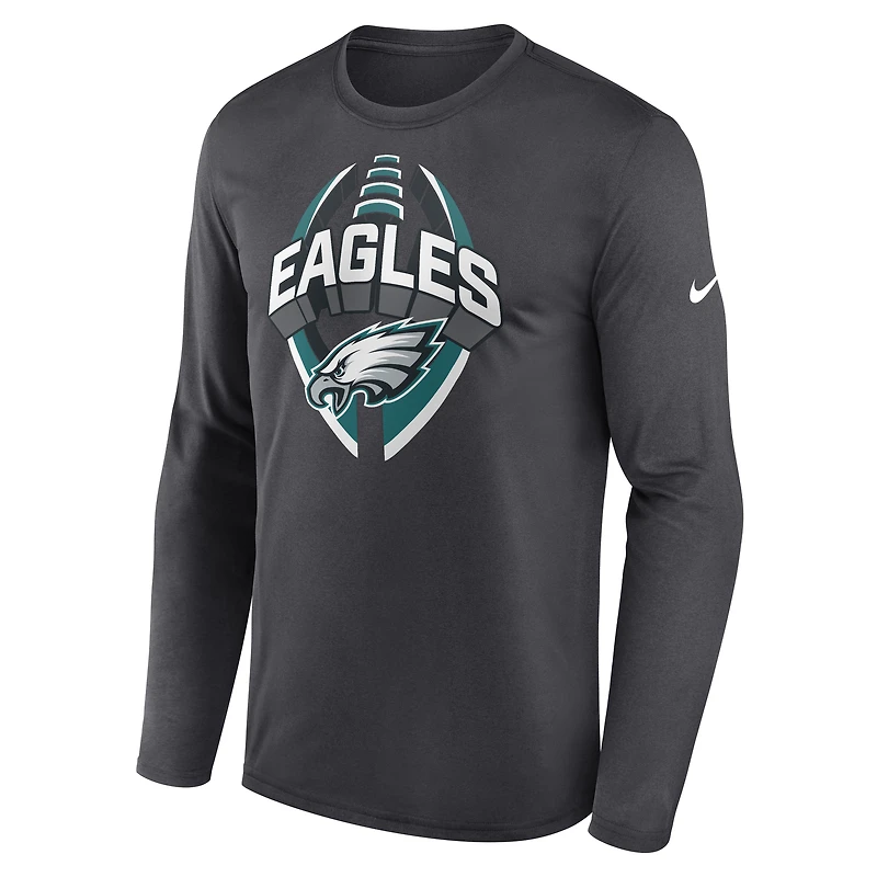 Men's Nike Anthracite Philadelphia Eagles Primetime Legend Icon Performance Long Sleeve T-Shirt