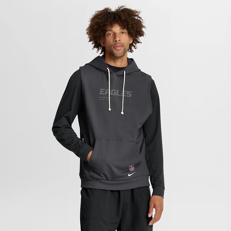 Sweat à capuche sans manches Nike Dri-FIT anthracite Philadelphia Eagles Sideline Standard Issue pour homme