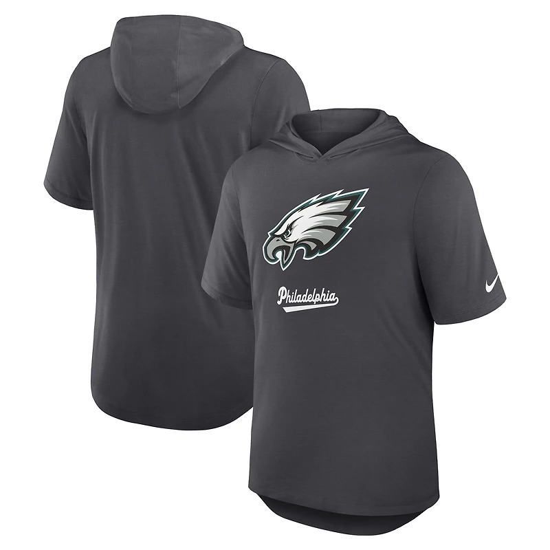 T-shirt à capuche Nike Philadelphia Eagles Tri-Blend Performance Anthracite pour homme