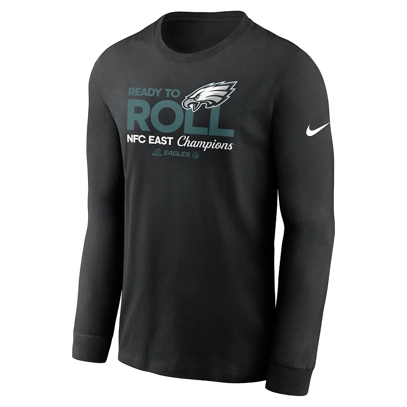 Men's Nike  Black Philadelphia Eagles 2024 NFC East Division Champions Locker Room Trophy Collection Long Sleeve T-Shirt
