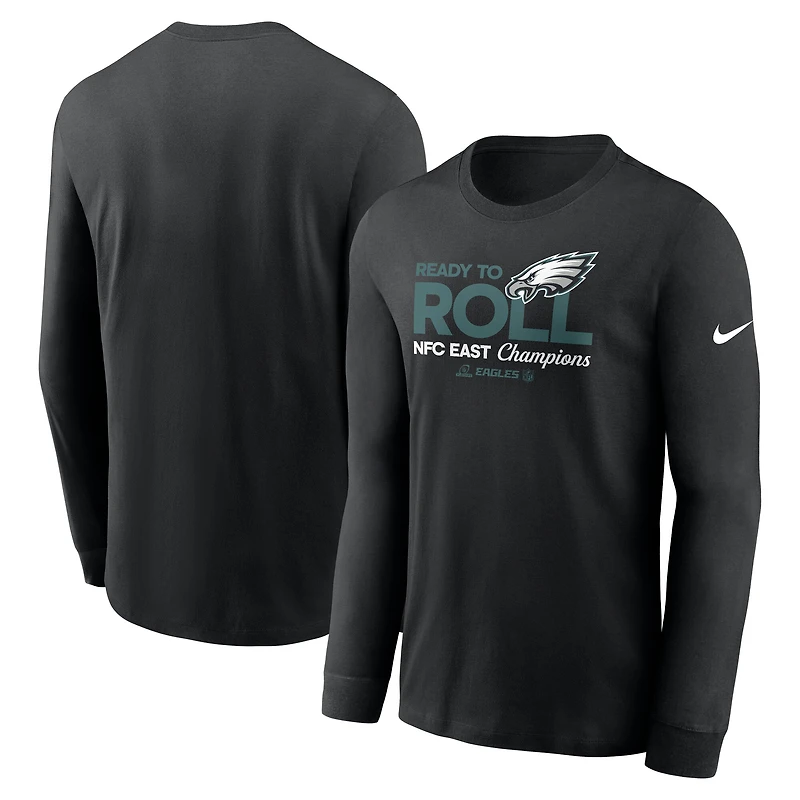 Men's Nike Black Philadelphia Eagles 2024 NFC East Division Champions Locker Room Trophy Collection Long Sleeve T-Shirt